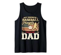 Fathers Day My Favorite Baseball Player Calls Me Dad Bandiera degli Stati Uniti Canotta