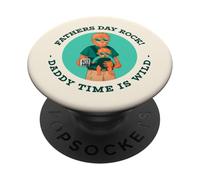 Father's Day Rock - Daddy Time Is Wild (Wolf Graphic) PopSockets PopGrip Adesivo