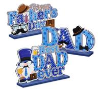 Fathers Day Table Decorations - Wood 20x10cm | 3Pcs Centerpiece | For Dad D