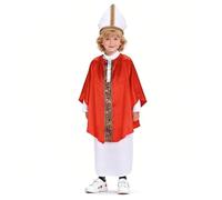 Faticenic Costume da papa per bambini, costume da prete con cappello da papa per giochi di ruolo per bambini, cosplay di Halloween, taglia S