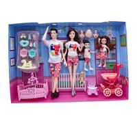 Faticenic Set di bambole familiari da 5 bambole incinte con articolazioni mobili con bambino nella pancia, papà e 2 bambini per l'istruzione e accessori per la casa delle, bambino, incinta