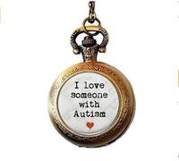 FATIST Collana con ciondolo per autismo, puzzle per autismo, disturbo dello spettro autistico, supporto per l'autismo, consapevolezza dell'autismo, orologio da tasca ASD, bronzo