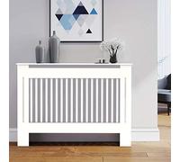 FATIVO Copritermosifone Legno Bianco MDF, 104Lx17Px91A cm Dimensioni interne, Copri Termosifone Moderno Mensola Copriradiatore Taglia Media