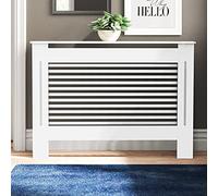 FATIVO Copritermosifone Legno Bianco MDF, 104Lx17Px91A cm Dimensioni interne, Copri Termosifone Moderno Mensola Copriradiatore Taglia Media