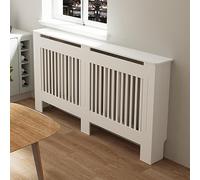 FATIVO Copritermosifone Legno Bianco MDF, 165Lx17Px100A cm Dimensioni interne, Copri Termosifone Moderno Mensola Copriradiatore Taglia Grande XL