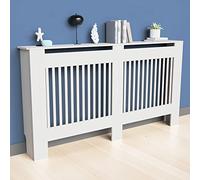 FATIVO Copritermosifone Legno Bianco MDF, 165Lx17Px91A cm Dimensioni interne, Copri Termosifone Moderno Mensola Copriradiatore Taglia Grande XL