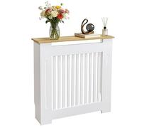 FATIVO Copritermosifone Legno Bianco MDF, 71Lx18Px81A cm Dimensioni interne, Copri Termosifone Moderno Mensola Legno Copriradiatore Taglia Piccola