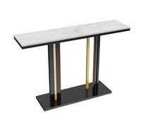 FATIVO Tavolo ingresso Consolle Moderno: Lusso Bianco Mobile Corridoio Oro Nero in Marmo Pietra Sinterizzata Tavolo Stretto e Lungo Consolle Tavolino ingresso - per Soggiorno 118 x 30 x 78 cm