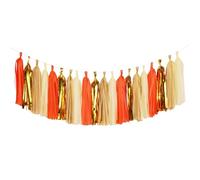 Fatiya 20 ghirlande con nappe in 4 colori, decorazione per feste, compleanni, in carta velina, frange per matrimoni, decorazioni fai da te, anniversari, palloncini (oro, arancione, kaki, beige)