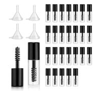 Fatiya 26 tubetti vuoti per mascara da 1,2 ml, con bacchetta e 4 mini imbuti, formato campione, per crema ciglia, siero per la crescita delle ciglia, contenitore per olio di ricino e cosmetici fai da
