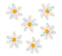 Fatiya 6 adesivi con margherite per prevenire gli attacchi degli uccelli, pellicola statica arcobaleno per finestre, adesivi per finestre per vetro, non adesivi, adesivi riutilizzabili per finestre (6