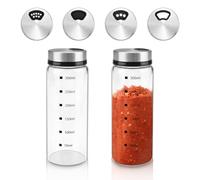 Fatiya Saliera e pepiera da 283,5 g, con fori regolabili, bottiglia in vetro con coperchio e scala in acciaio inossidabile, contenitore trasparente per sale da cucina, ristorante, cucina (2)