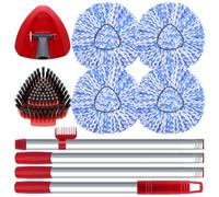 Fatmass Spin Mop Testa e Spazzola di Ricambio Compatibile con O Cedar RinseClean 2-Tank System, 4 Testine di Sostituzione, 1 Manico, 1 Base e 1 Spazzola Scrub Combo Set