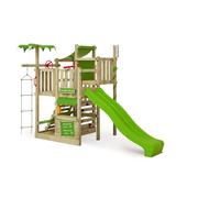 FATMOOSE CrazyCoconut Club XXL con scivolo verde mela e telone, torre da arrampicata per bambini all'aperto con sandbox, scala e accessori da gioco per il giardino