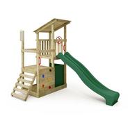Fatmoose Parco giochi Portico Arrampicata FruityForest Fun XXL con Scivolo Verde, all'aperto Bambini Torre di arrampicata con sandbox, scala & Accessori per giochi