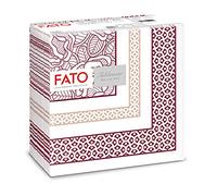 Fato, Tovaglioli in Carta a secco, Airlaid, Effetto Tessuto, Confezione da 50 tovaglioli, Formato 40x40 piegato in 4, Decoro Bouquet Rosso Granato