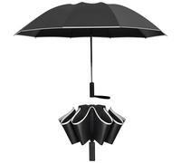 FATONESA Ombrello inverso per pioggia antivento pieghevole automatico riflettente striscia di sicurezza, UPF 50 + 99% protezione UV portatile 47 pollici 10 giri, nero