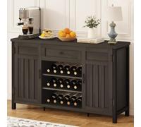 FATORRI Mobiletto industriale da bar con cassetto e portabottiglie con anta, credenza Credenza per cucina (marrone noce)