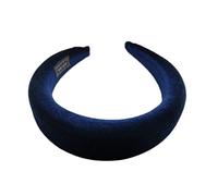 FATTERYU - Cerchietto per capelli da donna, con imbottitura larga in spugna, in velluto, morbido, colore: caramello, per feste, vintage, elastico, spesso. blu scuro2