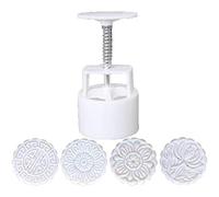 fatteryu Stampo per Biscotti Stampo a Mano 4 Pezzi Stampo per Torta Luna Stampo per barile Mooncake 100g Fai da Te