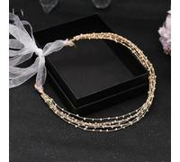 Fatti a mano Peal Hairband Perline Strass Cerchietto Da Sposa Copricapo Festa di Nozze Gioielli Hp28 Crema Organza