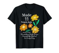 Fatto 11 Anni Fa Girasole 11 Anni Ragazze 11° Compleanno Maglietta