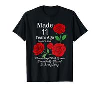 Fatto 11 Anni Fa Rosa Fiore 11 Anni 11 ° Compleanno Ragazza Maglietta