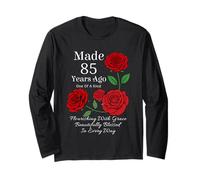 Fatto 85 Anni Fa Rose Flower 85 Anni 85° Compleanno Maglia a Manica