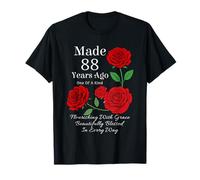 Fatto 88 Anni Fa Rose Flower 88 Anni 88° Compleanno Maglietta