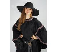 Fatto a Mano Cappello " Eleganz " Nero Medioevo Nobildonna Prop Gioco di Ruolo