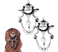 fatto a Mano Dea della Notte Strega Capelli Pin, Scuro Halloween Capelli Clip Accessori, Strega Sembra Forcina, Fantasy Pagano Forcine, per Halloween Cosplay (2 Pcs)