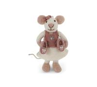 Fatto a mano e certificato Fairtrade | Elegante design danese X artigiani nepalesi | Gry & SIF | Piccolo topolino bianco Ballarina | Statuette decorative da appoggiare
