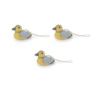 Fatto a mano e certificato Fairtrade | Gry & Sif | Elegante design danese x artigiani nepalesi | Ciondolo - Mini uccelli in feltro per decorazione soggiorno | azzurro/giallo | set da 3