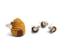 Fatto a mano e certificato Fairtrade | Gry & Sif | Elegante design danese x artigiani nepalesi | Ciondolo - Mini api e cestino d'api in feltro per decorazione soggiorno |