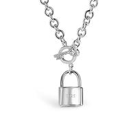 Fatto a mano in Italia - Collana in argento Sterling 925 - Collana con ciondolo a forma di cuore e serratura a zircone AAAAA, catena Rolo da 18,20 pollici - Gioielli - Regalo di compleanno 45,7 cm