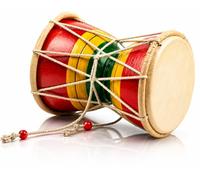 Fatto a mano in legno e cuoio classico indiano folk Dumroo Damroo Damaru set di tamburi a mano percussioni decorative da collezione pezzo da esposizione strumenti musicali del mondo