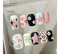Fatto a mano Indossare Armatura Estate Dipinto Graffiti Breve Nail Beauty Patch Sweetheart Spicy Girl 10PCS (Taglia : L, Colore: 24506)