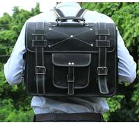 Fatto a Mano pelle Vintage Borsa Tracolla 2-1 Zaino Valigetta Portatile 45.7cm