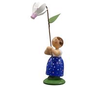 Fatto A Mano Ragazza Dei Fiori In Legno Con Viole Del Pensiero, 12Cm, Nuovo
