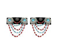 Fatto a mano Stili Mongoli Lint Nappe Clip Per Capelli Ornamento Con Disegni Vintage Per Le Donne Alla Cerca