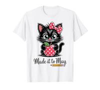 Fatto a May Black Cat Teacher Maglietta