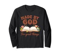 Fatto da Dio per Grandi Cose Bibbia Floreale Cristianesimo Maglia a Manica