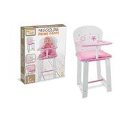 Teorema Fatto Di Legno Seggiolone Prime Pappe per Bambole, Bianco e Rosa, 55 cm