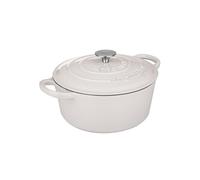 Fatto in Casa da Benedetta - Casseruola (Ø 24 cm) in Ghisa smaltata con Coperchio convoglia Vapore, adatta anche per la Cottura in Forno (Colore Grigio)