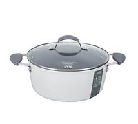 Fatto in Casa da Benedetta Casseruola Antiaderente (Ø 26 cm) in Alluminio 100% riciclabile con Coperchio in Vetro - Adatta anche per Induzione, Non contiene Metalli pesanti (Colore Grigio)