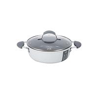 Fatto in Casa da Benedetta Tegame Antiaderente (diametro 24 cm) Alluminio 100% riciclabile con Coperchio in Vetro - Adatto anche per Induzione, Non contiene Metalli pesanti (Colore Grigio)