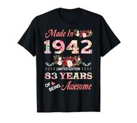 Fatto nel 1942 83 Year Of Being Awesome Floral Birthday Women Maglietta