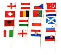 Fattori sui denti - mini bandiere nazionali di 24 paesi, bandiere decorative patriottiche, stampa -elegante colorata | Bandiere alimentari da cocktail per feste a tema, topper per