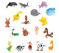 Fattoria animali pesci adesivi murali animals cartoon wal sticker cropped 18 PZ.