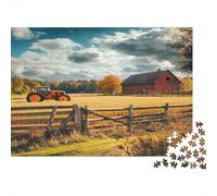 Fattoria felice- Wheat Fields, Trattores And A Red Barn Puzzle Per Adulti || 1000pcs (75x50cm) Puzzle Giochi EduGattoivi,decorazioni Per La Casa